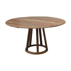 a round wooden table with metal legs on an isolated white background for use as a centerpiece