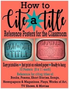 how to cite a title reference poster for the classroom, with instructions and pictures on it