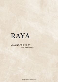 the cover of raya, meaning - thought and persian origin by stephen garge