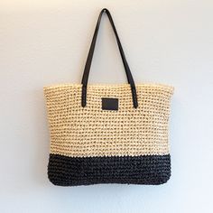 Elena Handbags Large Straw Woven Summer Tote Modern Handwoven Natural Bag, Modern Woven Bag In Natural Color, Modern Natural Woven Bags, Modern Beige Woven Straw Bag, Modern Tote Straw Bag With Braided Handles, Modern Straw Tote Bag With Braided Handles, Modern Woven Straw Bag With Double Handle, Modern Woven Leather Beach Bag, Modern Woven Rectangular Straw Bag