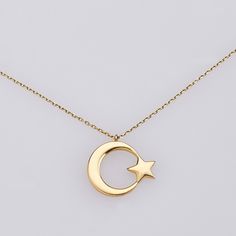 14k Gold Crescent Moon Pendant Gold Crescent Moon Necklace, Moon And Star Pendant, Crescent Moon Necklace Gold, Gold Crescent Moon, Necklace Moon, Crescent Moon Pendant, Moon Shape, Crescent Moon Necklace, Moon Shapes