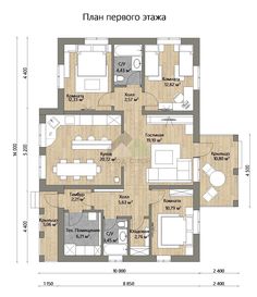 the floor plan for an apartment with three bedroom and two bathrooms, in russian language