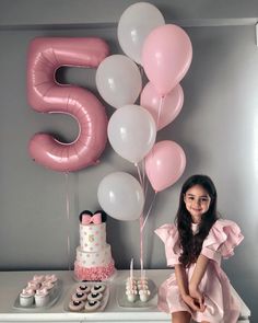 Tårta Design, Foil Number Balloons, Birthday Party Decorations Diy, Girl Birthday Decorations, 9th Birthday Parties, Birthday Balloon Decorations, Pink Foil, Diy Birthday Decorations