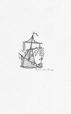 a drawing of a boat on the water