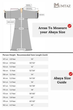 Don’t know how to measure abaya size? Here is the Updated Abaya Size chart with easy measurement Guide for All Body types including UAE, UK, and US. Abaya Making Pattern, Abaya Measurement Chart, Abaya Name Ideas, New Abaya Designs Dubai 2024, Sew Abaya, Abaya Size Chart, Sewing Abaya, Abaya Sewing Pattern, Abaya Pattern Sewing