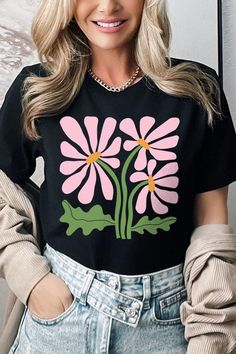 Botanical Pink Daisy Flowers Graphic T Shirts.Unisex Crew Neck Short Sleeve Tees.Crafted from premium materials, tailored to your lifestyle, ensuring a comfortable fit for any occasion.Family Group Uniforms Birthday Party Gift Concert Festival Events.High Quality Direct To Film Printed Graphic Design.100%COTTON,HEATHER(52%COTTON,48%POLY),ATH.HEATHER,BLACK HEATHER(90%COTTON,10%POLY)NICARAGUAMade In: Nicaragua Flowers Graphic, Sweater Duster, Concert Festival, Film Prints, Daisy Flowers, Sweatshirt Short Sleeve, Pink Daisy, Birthday Party Gift, Graphic Design Print