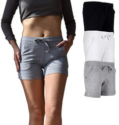 PRICES MAY VARY. SUPER FINE COTTON BLEND FRENCH TERRY SOFT BLEND FABRIC; 4 Way Stretch Anywear Fabric PREMIUM FASHION PACK OF 3 ACTIVE SHORTS ; No waiting for Laundry & off to the Gym FLEXIBLE SPORT FIT : Features two front pockets, Adjustable Spandex Drawstring Waist, Secured Non Binding Spandex Cuffs SUPER CONSTRUCTION ; Constructed of super soft knit fabric with A Rib Knit Covered Elastic Waistband - So comfy You Will Keep Them On All Day /Approximate Inseam 5" EASY CARE -NO SHRINKAGE ; Machi Sweat Shorts Women, Casual Sport, Yoga Gym, Under Dress, Under Armour Women, Active Women, Amazon Women, Yoga Clothes, Sport Shorts