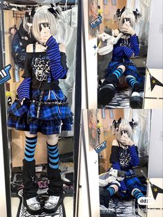 Purple J Fashion, Alternitave Clothing, Breakcore Outfit, Vkei Outfits Casual, Blue Alt Outfits, Tenshi Kaiwai Fashion, Harakuju Fashion, Visual Kei Outfit Ideas, Creepy Outfits