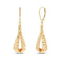 Dynamic carved floral motifs adorn these striking teardrop hoop women's earrings. Fashioned in 14K yellow gold, the earrings secure in place with lever backs. From the Italia D'Oro Amore Toscano Collection. Exclusively available from Jared® the Galleria of Jewelry. Contour Wedding Band, Jared The Galleria Of Jewelry, Womens Engagement Rings, Bridal Sets, Floral Motif, Fashion Earrings, Round Diamonds, Women's Earrings, Wedding Bands