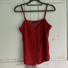 Super Cute Red Abercrombie Button-Up Tank Top W/ Black Polka Dots, Adjustable Straps, Size Xs, Never Worn Before Red Button-up Tops For The Beach, Red Sleeveless Top With Button Closure, Red Button-up Summer Top, Red Button-up Top For Summer, Red Tops With Button Closure For Day Out, Red Tank Tops, Red Tank, Dream Style, Abercrombie & Fitch