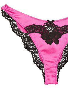 Fleur Du Mal All About Eve Thong - Farfetch All About Eve, Some Like It Hot, Lace Vintage, Just A Reminder, Silk Slip, Luxury Lingerie, Vintage Lingerie, Black Silk, Pink Black