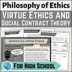 an article with text on it that reads,'virtual ethics and social contract theory for high school students