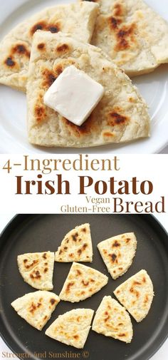 four ingredient irish potato flatbreads with butter on top