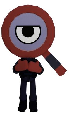 a cartoon character with an eyeball on it's head and hands in front of him