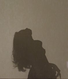 the shadow of a woman's head on a wall