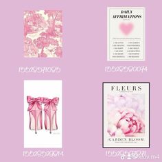 four different types of pink items on a purple background with the words valentine's day written below them