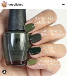 Opi Greens, Opi Green Nail Polish, Opi Green, Dark Green Nail Polish, Opi Nail Polish Colors, Opi Gel Nails, Gel Nails Diy, Hair Skin Nails, Nails Only