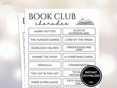 the harry potter book club character sheet is shown in black and white, with an image of hogwarts on it