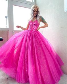 Hot Pink Prom Dresses, Debs Dresses, Hot Pink Prom, Look Legging, Dream Dresses, Pink Prom, 16 Dresses, Sweet 16 Dresses, Pink Prom Dresses