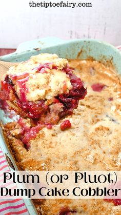 a piece of plum or pluot dump cake cobbler