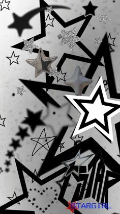 an abstract background with stars and confetti in black and white, as well as the word starlight