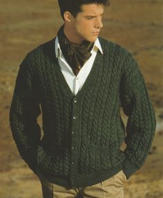 PDF knitting pattern instant download in English language only. Knit this fabulous cardigan from the 1990s! Recommended yarn: DK double knitting. UK knitting terminology.  Please be aware that with vintage patterns the recommended yarn is more likely to be discontinued and a substitute may need to be found. This is a pdf download of a rare and out of print knitting pattern - you are buying a pdf download of a knitting pattern NOT the physical pattern or the finished garment. To view and print this pattern you will need an adobe reader program on your computer which is available online as a free download from adobe.com Cable Cardigan Knitting Patterns, Mens Knitted Cardigan, Ribbed Jacket, Cable Cardigan, Vintage Knitting Patterns, Cardigan Outfits, Ribbed Cardigan, Mens Cardigan, Sweater Knitting Patterns