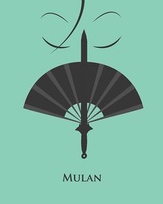 an illustration of a fan with the word mulan written below it on a green background