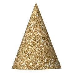 a gold and white party hat on a white background