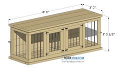 the plans for a dog kennel with doors and windows are shown in blueprint