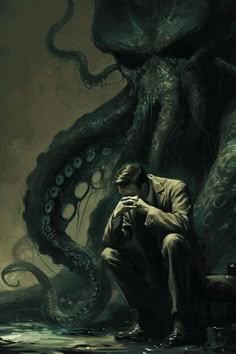 Lovecraftian Horror Aesthetic, Lovecraftian Horror Wallpaper, Cathullu Art, Call Of Cthulhu Art, Hp Lovecraft Monsters, Dagon Lovecraft, Lovecraftian Horror Art, Hp Lovecraft Art, Cthulhu Aesthetic