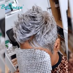 BeQueen Wig Luxurious Customized Wigs Bequeen Luxurious Customized Pixie Cut Human Hair Wig Brighten Gray Hair, Gray Pixie, Natural Haircuts, Grey Wigs, Gray Hairstyles, 50 Hairstyles, Be Queen