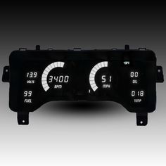 the speedometer is displayed in black and white