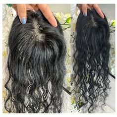 "🍀 Item specific ❤️in stock and ready to ship ❤️ Lavia - full handtied MiniMono Topper - Best for hair thinning solutions, bad hair days, slight hair loss on top head - light and natural - Length: 45cm, 50cm  - Color: Natural Black close to jet black - DM for colour matching  - Texture: Curly  - Hair Type: Remy Hair, 100% Human Hair - Base Material: Lace - silk based - ultra realistic look - Base Size: 3\" x 4\" - Attachment Method: Clips - Density:  light density  - Cap Construction: Full hand-tied mono - Customization: Available (please contact us for more details) ⭐️Closeup look video https://vt.tiktok.com/ZSNjJQoKQ/ 🍀 Custom orders and returned orders notes:  - For custom orders the price varied based on your requirements. Custom orders are not returnable unless faulty (photos and vi Hair Base, Hair Light, Curly Hair Types, Hair Thinning, Hair Topper, Colour Matching, Wide Tooth Comb, Lace Silk, Sulfate Free Shampoo