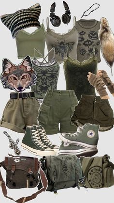 #grunge #outfits #green Ragstock Outfits, Hobo Core Outfits, Emo Earthy Outfits, Urban Exploration Aesthetic Outfit, Dirty Grunge Outfits, Therian Aesthetic Outfit, Fairygrunge Aesthetic Outfits, Therian Outfits For School, Fairy Grudge Aesthetics Outfit