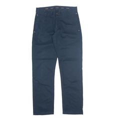 HERMES Trousers Blue Regular Straight Mens W31 L34 Mid-rise Blue Jeans For Business Casual, Blue Mid-rise Jeans For Business Casual, Navy Straight Leg Cotton Jeans, Classic Blue Pants With Five Pockets, Straight Denim Blue Cotton Pants, Classic Blue Straight Fit Bottoms, Classic Straight Fit Blue Bottoms, Navy Casual Work Pants Straight Leg, Casual Navy Straight Leg Work Pants