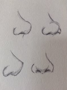 four different stages of drawing the nose