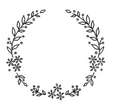 a black and white drawing of a wreath