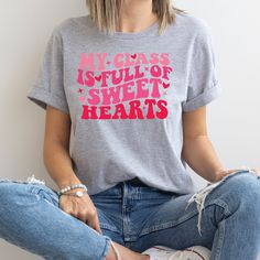 My Class Full Of Sweet Hearts Valentine's Day Teacher T-Shirt,Valentines Teacher Shirt,Teacher Valentines Gift,Sweet Hearts Teacher Shirt Thank you so much for taking the time to browse my shop. Please feel free to reach out if you have any questions before or after purchasing.  💖 🎨Warning: On products with a print chart in the listing, metallic print colors are printed as matte.✨✌ We design and cut each graphic out with a soft touch, use matte vinyl and a heat press. The result will last for Valentines Gift For Teacher, Teacher Valentines, Shark Sweatshirt, Tennessee Shirt, Positive Hoodie, Teacher Valentine Gifts, Vintage Football Shirts, Sweet Hearts