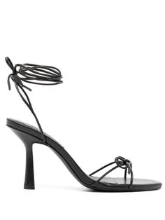 black calf leather tie-fastening ankle strap bow detailing almond open toe branded leather insole high stiletto heel Leather Tie, Chanel 2, Iconic Bags, Demi Fine Jewelry, Flat Boots, Sandals Black, Ballet Flat Shoes, Pump Sandals, Lady Dior