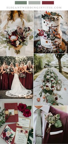 a collage of different wedding colors and details