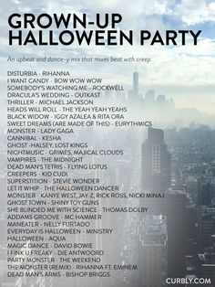 an advertisement for the halloween party in new york city, with words written on it