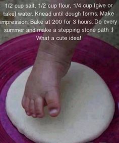 a baby's foot on top of a doughnut with instructions for how to make it