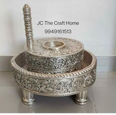 #silver#germansilver#accessories #silveraccessories #weddingaccessories#pintrestimages#decorideas#hasshkutiimages Silver Plates, Kitchen Pots, Silver Furniture, Wood Table Design, Wedding Furniture, Gold Jewelry Stores, Brass Kitchen, Pooja Room