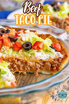 this beef taco pie is loaded with lots of toppings