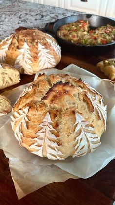 breads and other baked goods are on the table