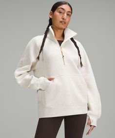 Half Zip Hoodie, Lululemon Scuba, Half Zip Sweatshirt, Oversized Pullover, Women Hoodies Sweatshirts, Lululemon Women, Funnel Neck, Oversized Sweatshirt, Hair Tie