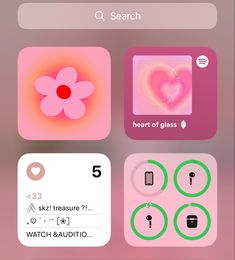 an iphone screen showing the icons for different things in it, including hearts and flowers