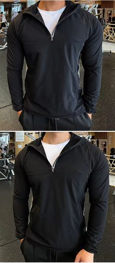 Long Sleeve Half Zipper Men’s Sports & Fitness Hoodie