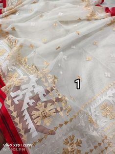 Item...Muslin Jamdani Work...Digital embroidary work Length...Saree 5.5 mtr bp...1 mtr Care...Dry wash Haldi Wear, Wedding Party Wear, Blouse Measurement, Engagement Ceremony, Jamdani Saree, Mothers Day Special, Party Kleidung, Elegant Saree, Durga Puja