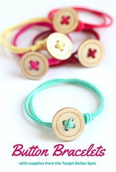 the button bracelets are made with supplies from the target dollar spot